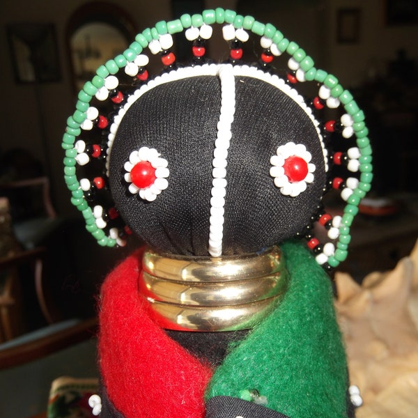 Ndebele Doll South Africa,handmade doll, tribal art Africa handmade doll, African fertility doll handmade