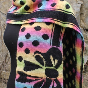 Handmade knit scarf.Double Knitted scarf.Knitted reversible scarf,Two-color,Multicolor,Rainbow scarf