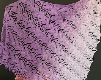 New Hand Knitted Large Contemporary Asymmetrical Lace Triangular Shawl / Wrap, Gift for Her, Wedding Stole