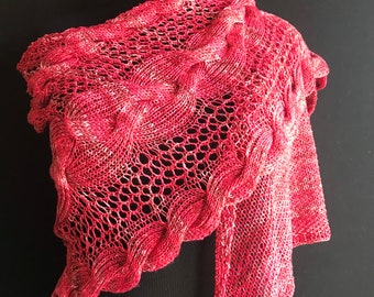 Hand knitted lace women's shawl, reversible, asymmetrical triangular shawl, triangle wrap scarf /Gift for her /Mother’s Day