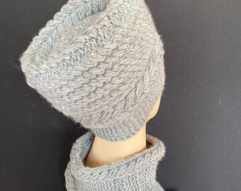 Beautiful Hand Knitted Very Elegant Set of Women’s Hat and a Cowl, Gift for Her Beautiful Hand Knitted Very Elegant Set of Women main image 4