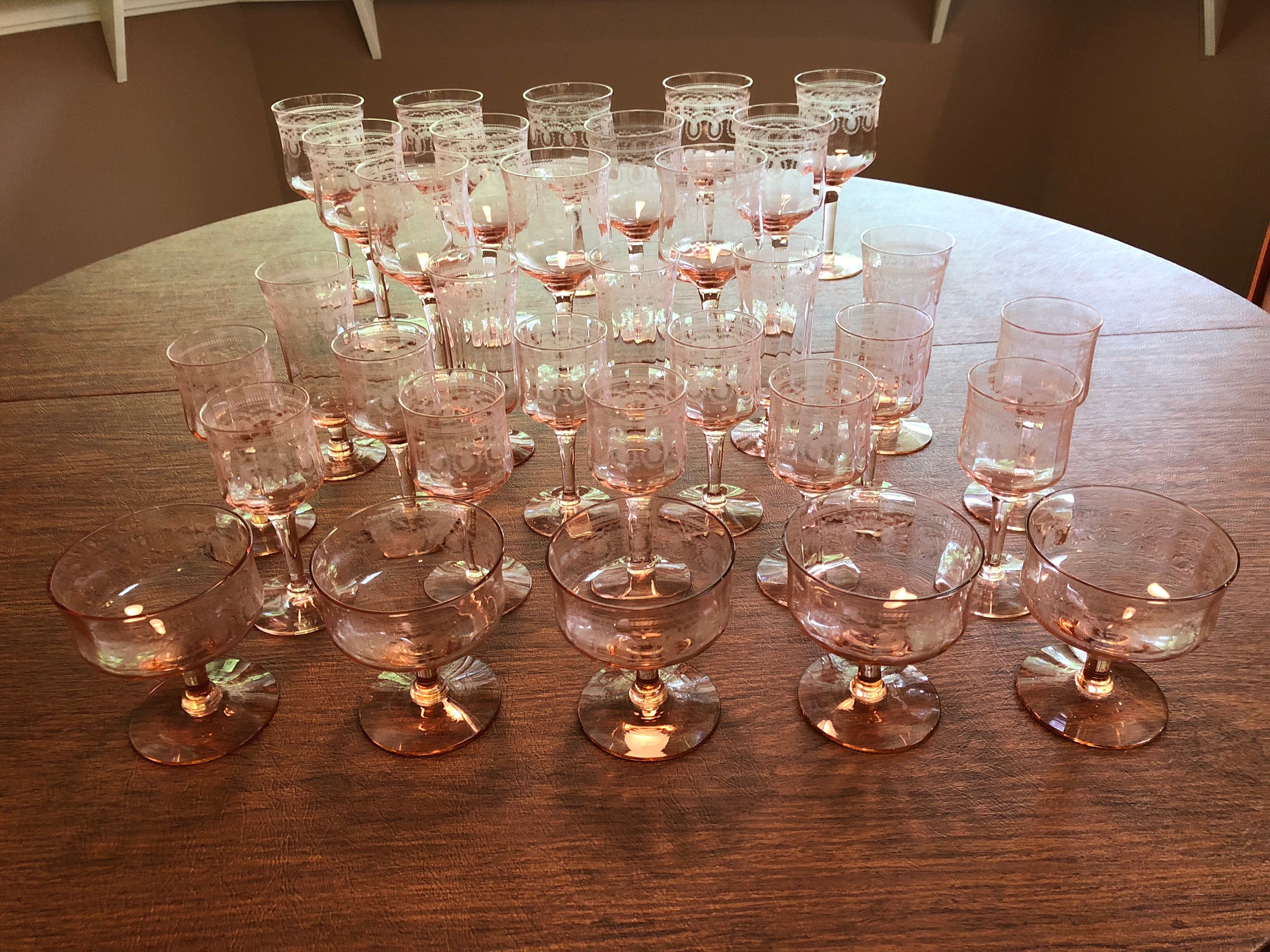 Chamberlain Fluted Pink Wine Glasses Set