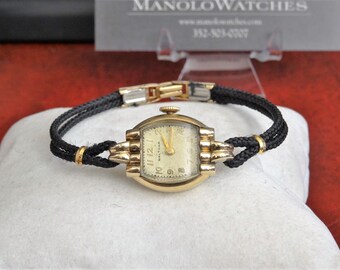 Vintage Waltham 10K Gold Filled Art Deco Winding Ladies Watch w/ Rope Band!