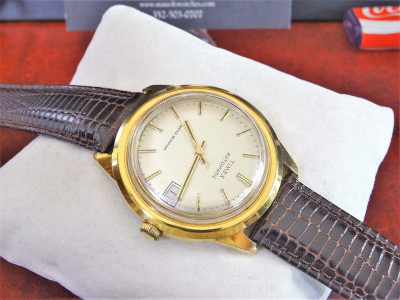 Vintage Timex Gold Tone Automatic Water Resistant Mens Watch Etsy New