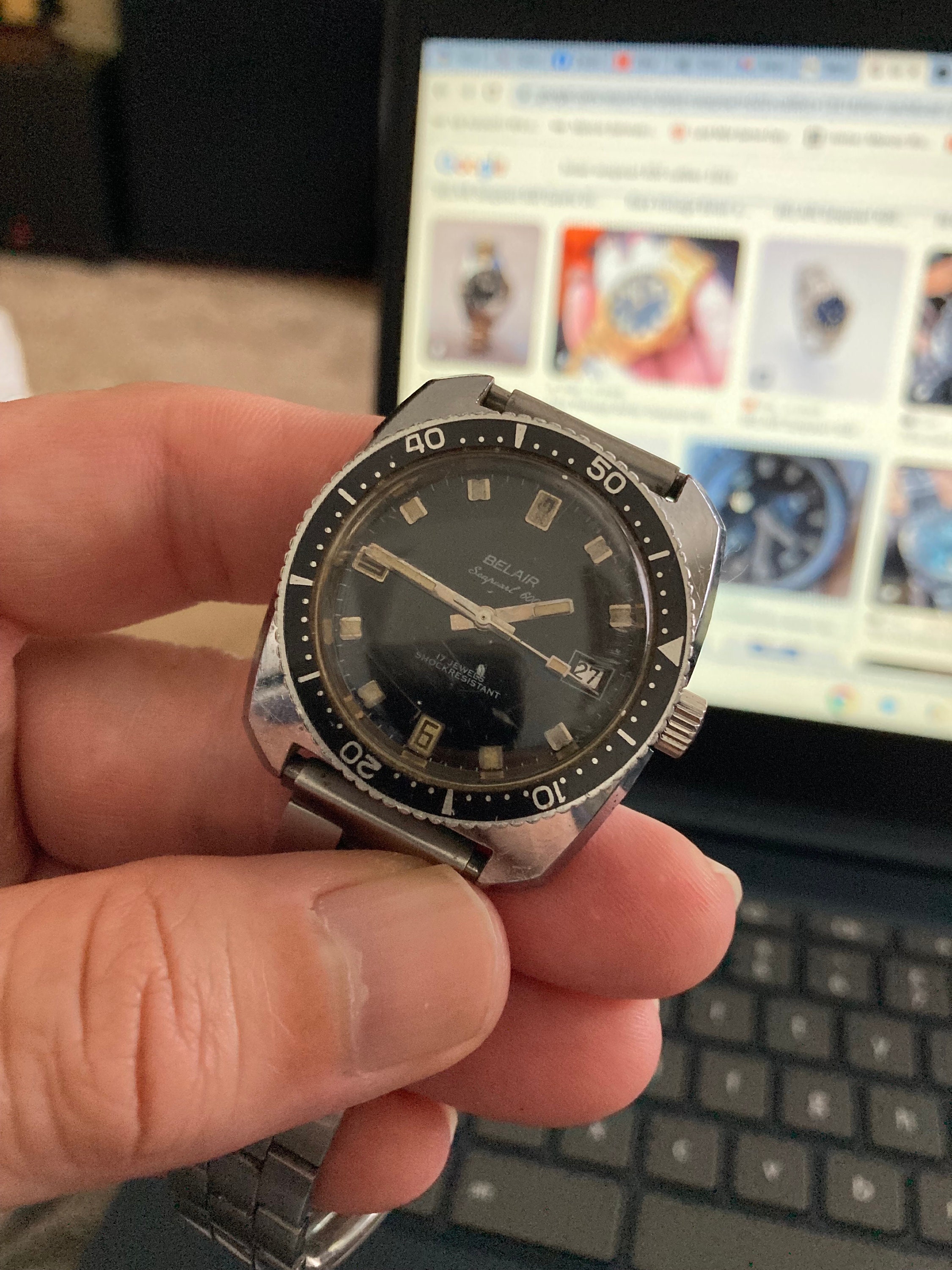 Vintage 1969 Belair Seapearl Diver Watch, Stainless Steel  display picture 1