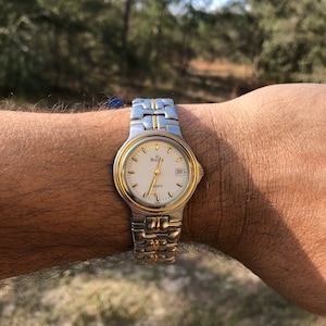 Retro Bulova Calendar 3ATM W.R. All SW4960TTWD Stainless Steel Quartz Men&#39;s Watch w/ 20mm Band