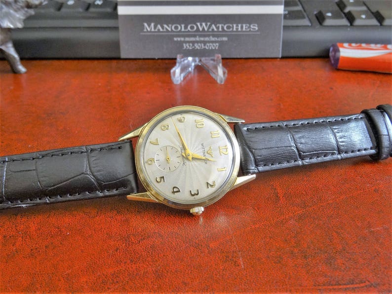 Vtg 1950s Wittnauer 10K Gold Filled Bezel Men's Watch w/ | Etsy