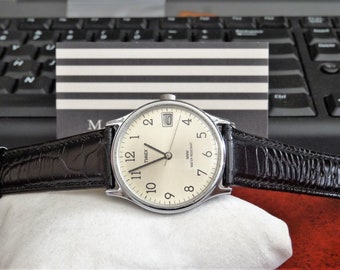 レトロ 1980 年代 タイメックス W.R. 日付巻き上げ メンズ腕時計 18 mm