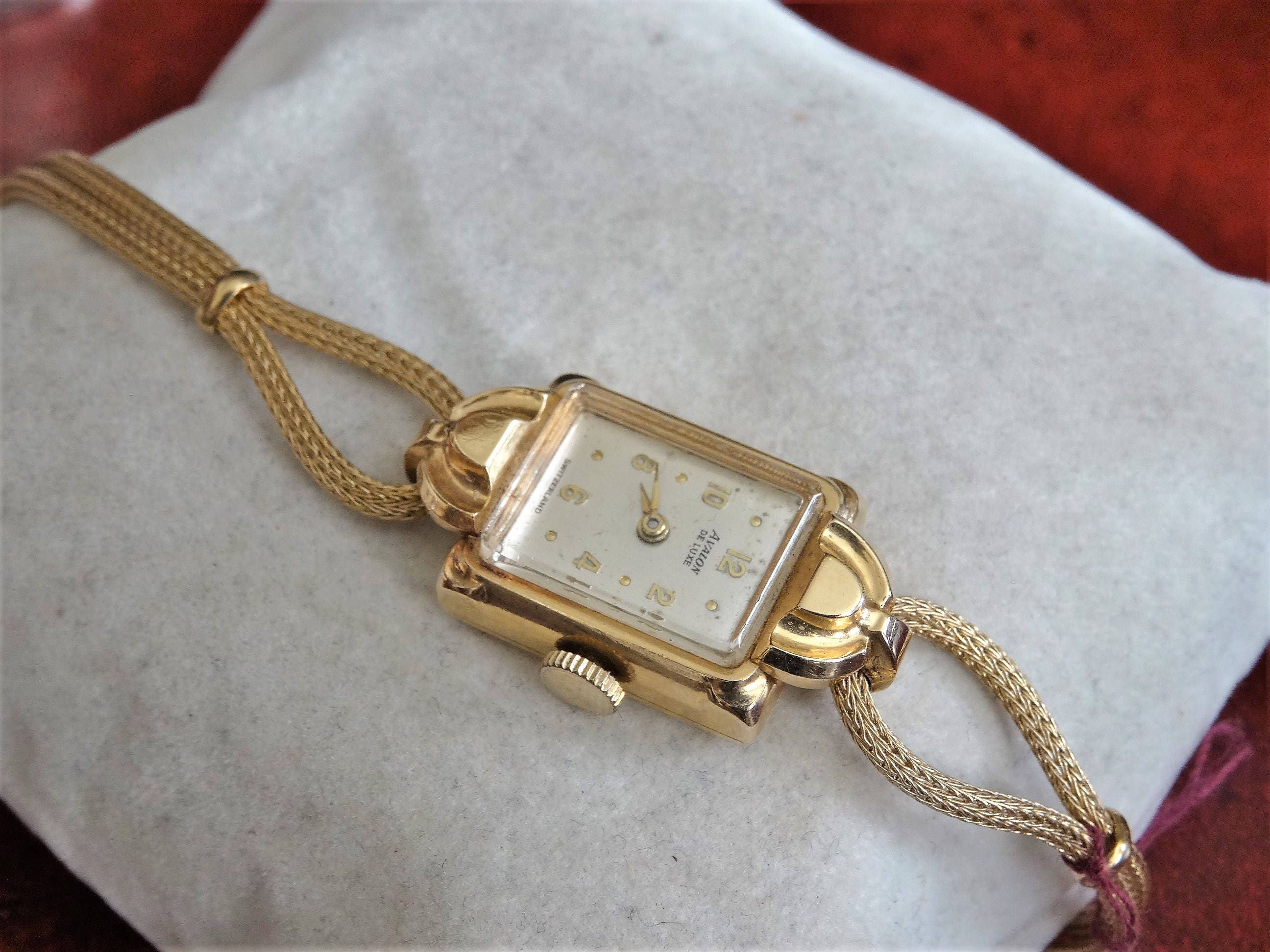 Original Grain Women\'s Avalon Gold Watch Vintage Avalon 14K Solid Gold Ladies Watch With Rope Band - Etsy main image 4