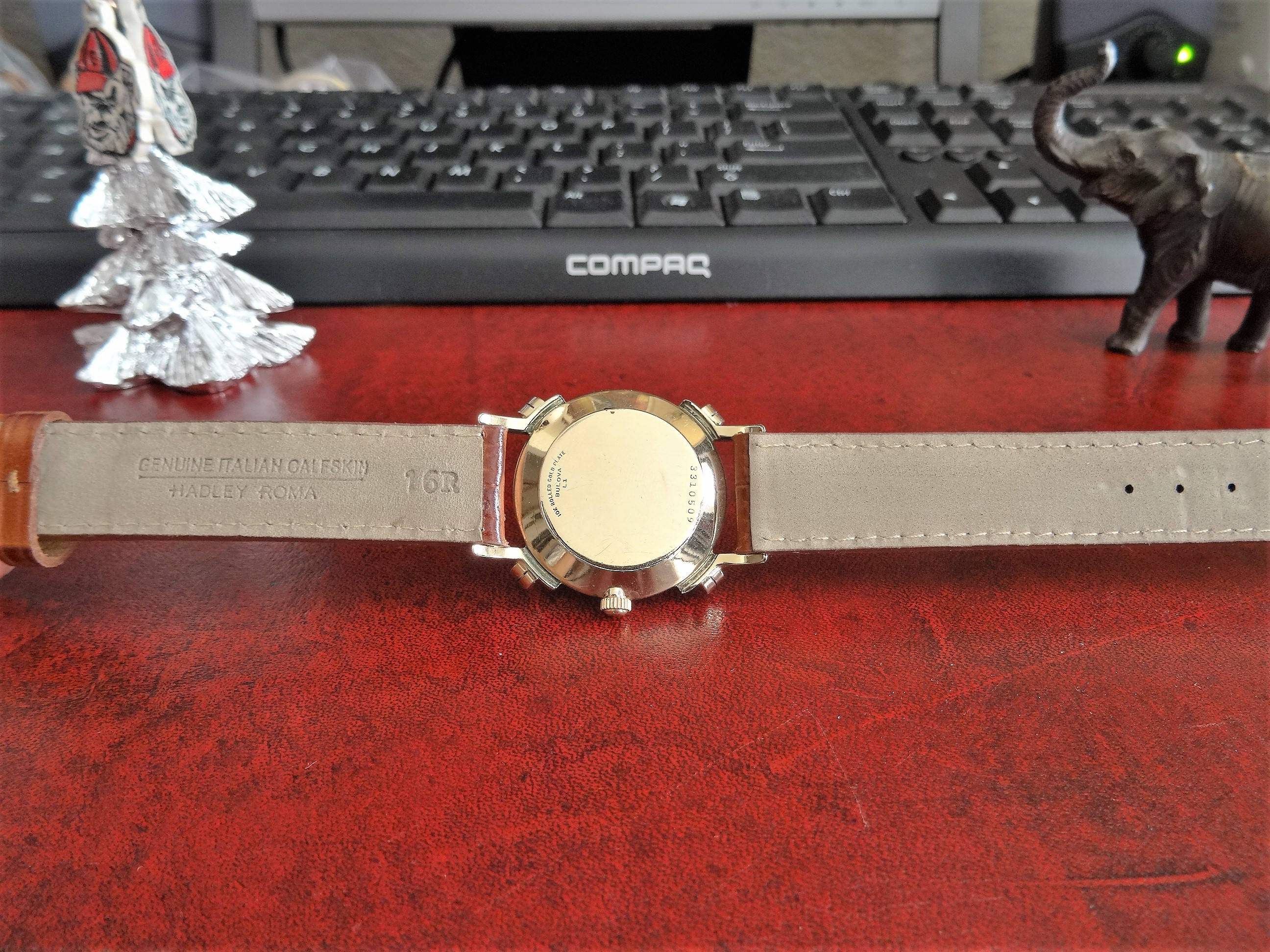 Vintage 1951 Bulova Mens Watch, 10K Rolled Gold, Hadley Roma Band