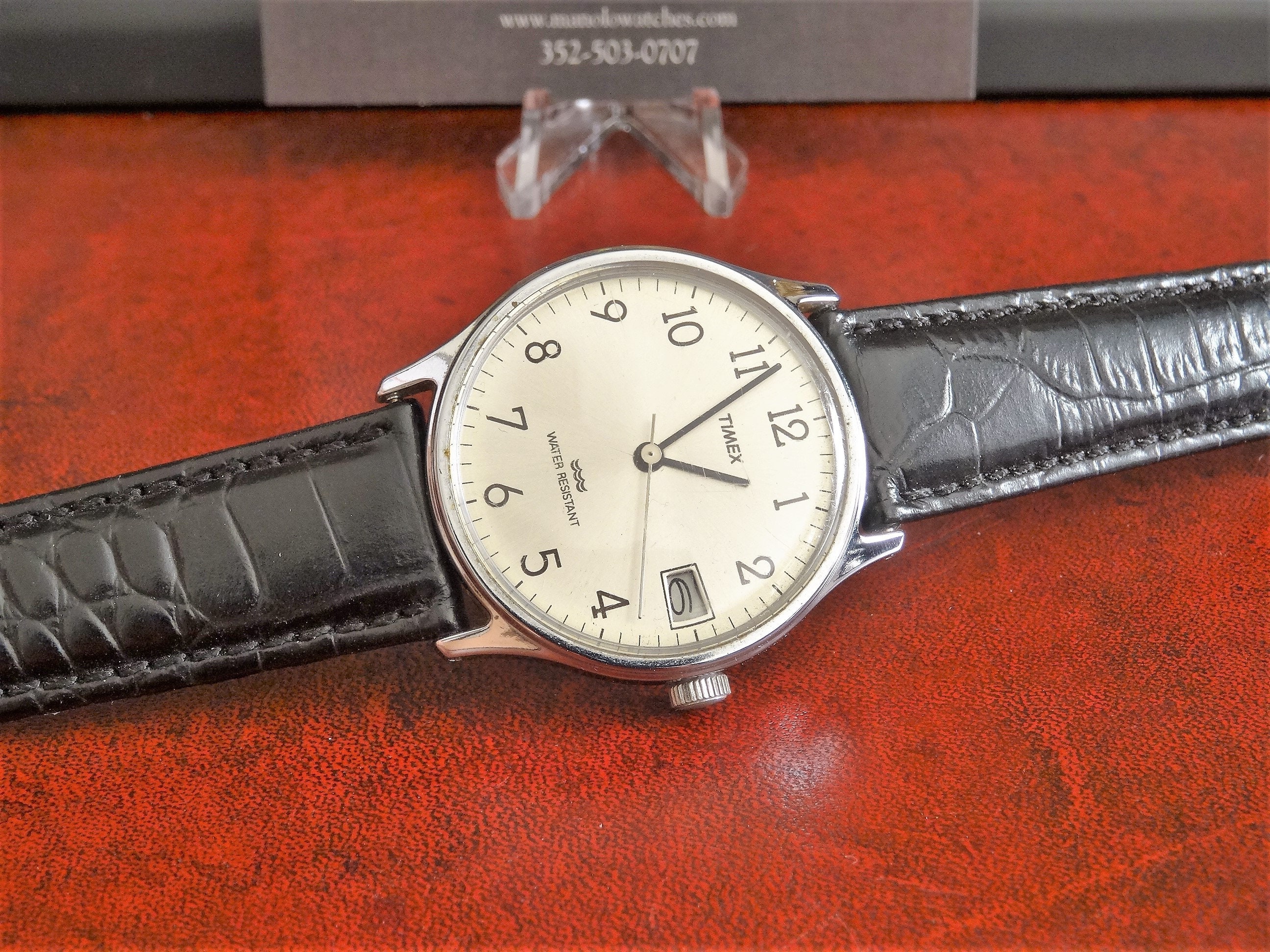 レトロ 1980 年代 タイメックス W.R. 日付巻き上げ メンズ腕時計 18 mm
