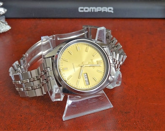 セイコー5 自動巻き時計 シルバー Retro 1992 Seiko 5 Automatic Water Resistant Mens Watch W/ 19mm St