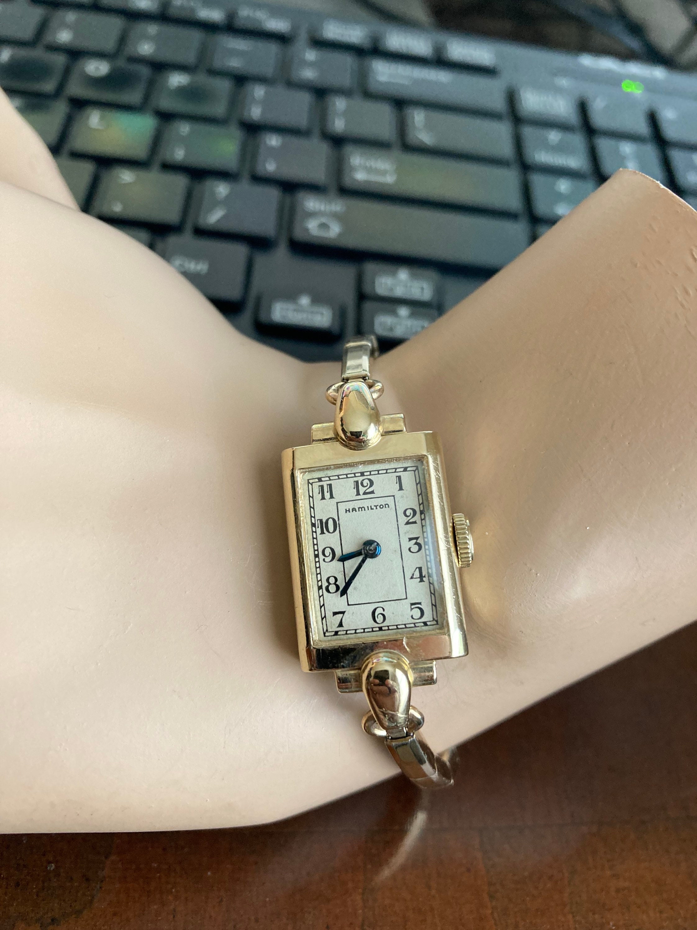 Hamilton Ladies Watch RARE 10KT Gold Plated Bezel Gold  display picture 1