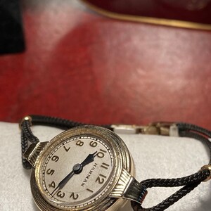 Vintage 1930s Harman 10K Gold Filled Winding Ladies Watch w/ Rope Band image 5