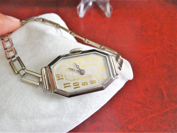 Vintage 1930's Waltham Art Deco 14K Solid White G… - image 2