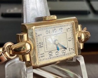 Vtg HAMILTON 10k Gold Filled Mechanical Watch Women\'s 1966 Engraved Speidel Hamilton 747 Watch Vintage 10K Gold Plated Not Working  main image 4