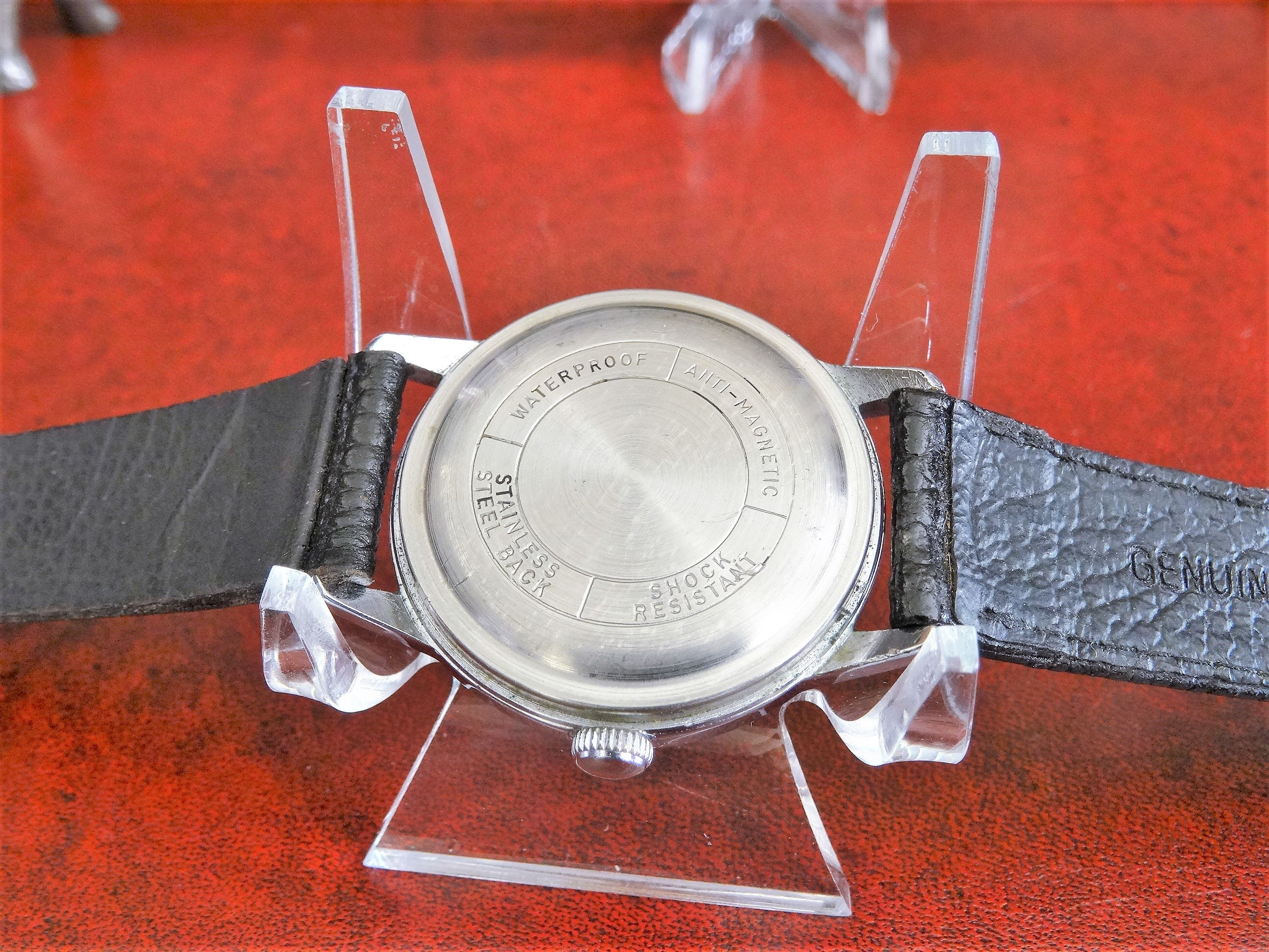 ヴィンテージ Orvin 手巻き 17 石 防水 メンズ腕時計、16 mm レザー 