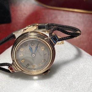 Vintage 1930s Harman 10K Gold Filled Winding Ladies Watch w/ Rope Band image 1