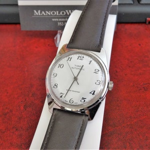 Vtg 1978 Timex Viscount Automatic W.R. Men&#39;s Watch w/ 20mm Genuine Leather Band!