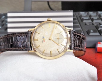 Vintage 1958 Benrus 14K Gold Men's Watch with Leather Band