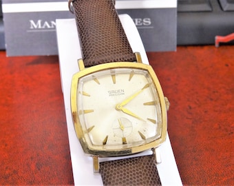 Vintage 1960s Gruen precision oro tono 17 J movimiento N510 reloj de hombre suizo con banda de cuero genuino de 18 mm Etsy Mexico