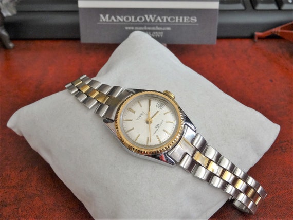 Vtg 1970's Timex President Date Two Tone W.R. Lad… - image 5