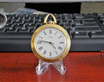 Vintage Timex Gold Tone Winding Pocket Watch!