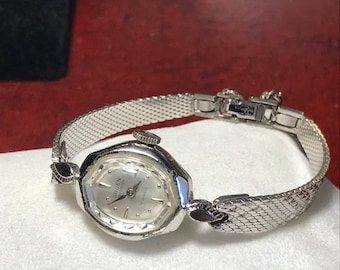 Vintage Gruen Precision Ladies Watch, 10K White Gold Filled Bezel