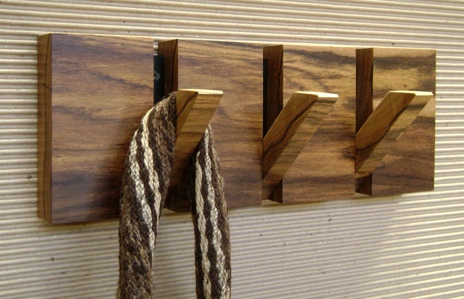 Coat hanger wall mount 3 hooks. Nogal Cafetero wood. Designed Etsy