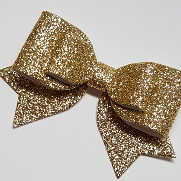 big gold hair bow.gold glitter hair bow.gold baby headband.gold  baby hair clip. infant headband. newborn headband.gold double glitter bow