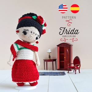 Frida Mexican Doll Amigurumi Crochet Pattern • Lululoop