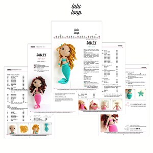 Peut inclure: Patron de crochet pour une poup&eacute;e sir&egrave;ne nomm&eacute;e Sandy. Le patron comprend des instructions pour r&eacute;aliser la t&ecirc;te, les cheveux, le corps et la queue de la poup&eacute;e. Le patron est disponible en deux versions de couleurs. Le patron est &eacute;crit en anglais.