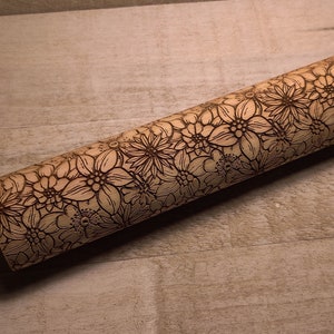 Embossed Floral 3 Rolling Pin for| baking | pottery | use on pie crust | sugar cookies | clay | kitchen decoration | great gift! |RP125