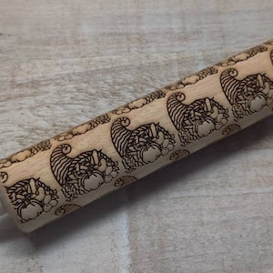Embossed Cornucopia Rolling Pin great for| baking | pottery | use on pie crust | sugar cookies | as kitchen decoration | great gift | RP117