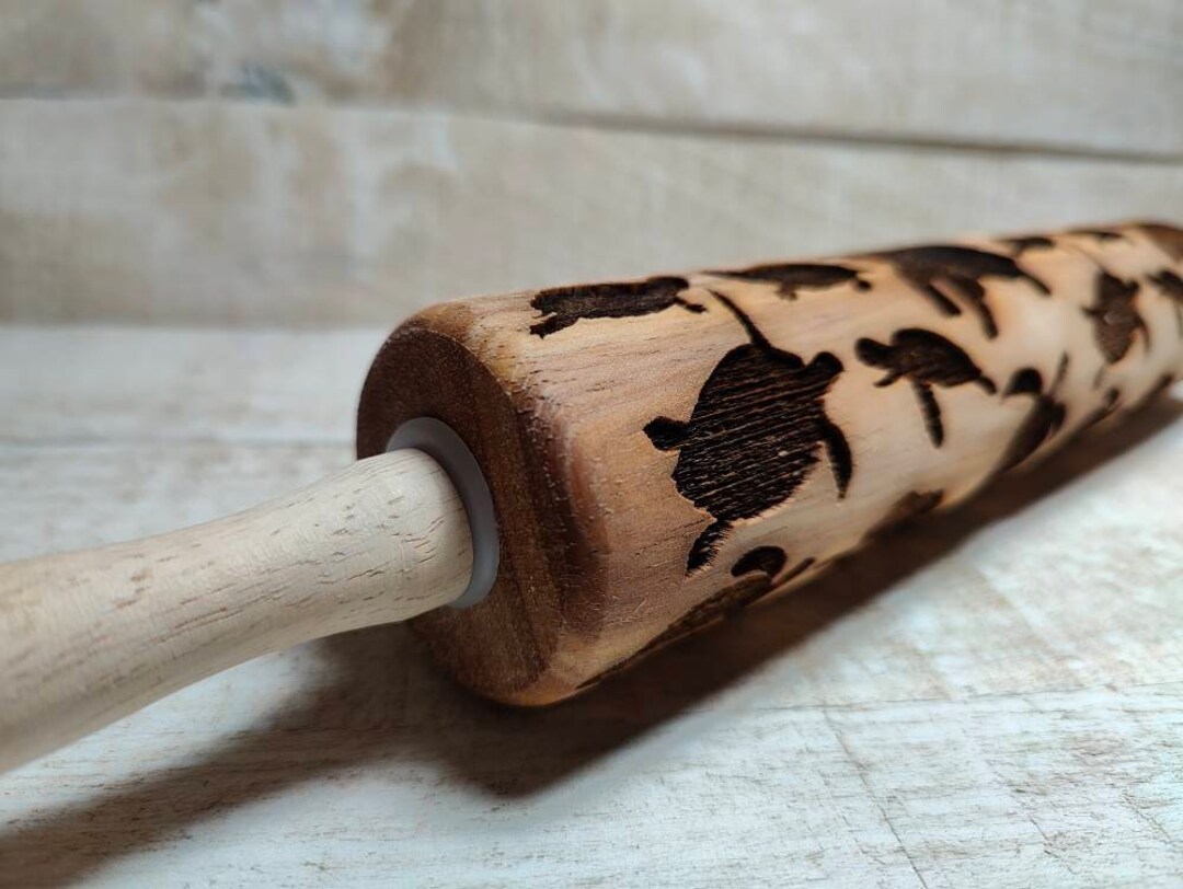 Embossed Turtles Rolling Pin For| Baking | Pie Crusts | Pottery | Sugar ...