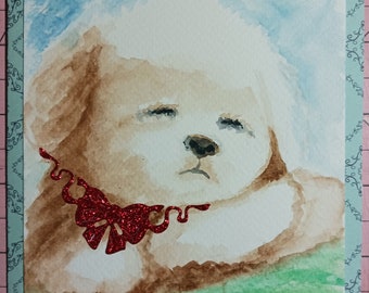 Watercolor card, hand painted card, is NOT a print, anniversary card, gift, to give or to frame