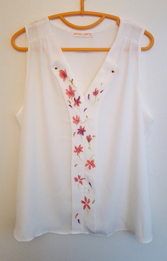 Hand painted blouse, free shipping, shirt, hand pa