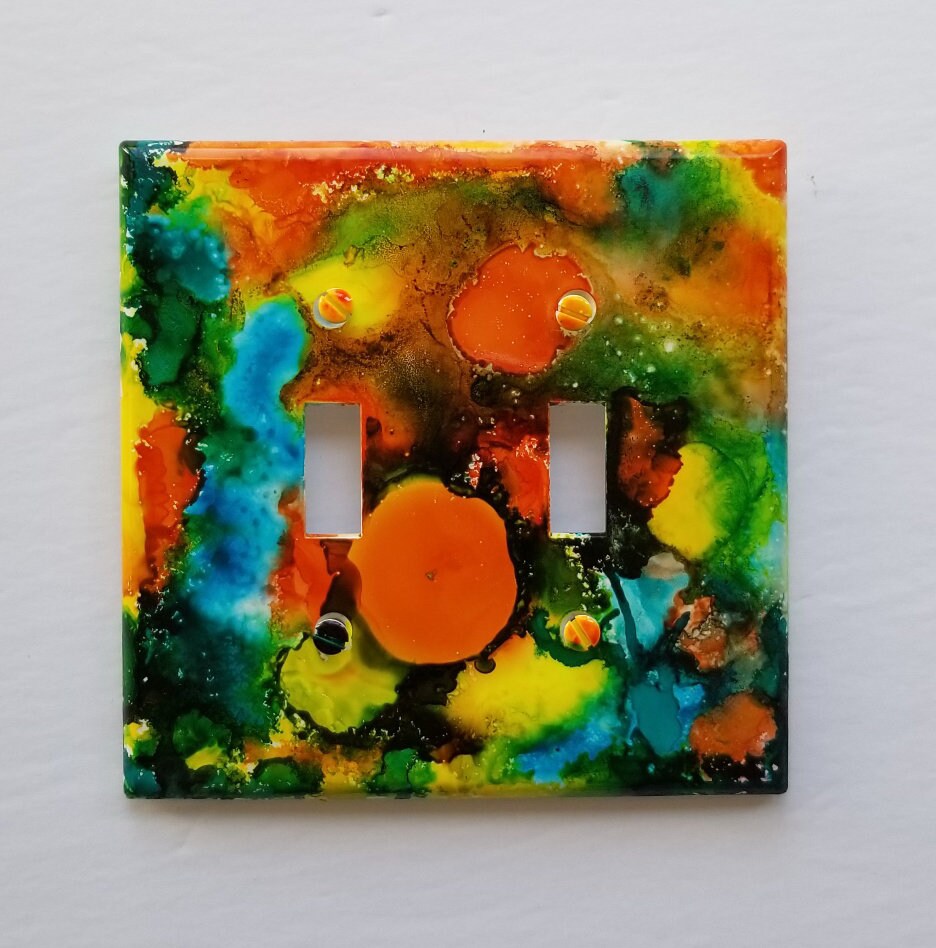 Hand Painted Switch Plate, Original Switch Plate, Room Decor, Oneofa