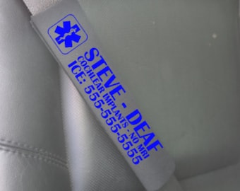 Cochlear Implant Medical Alert Safety Seatbelt Cover