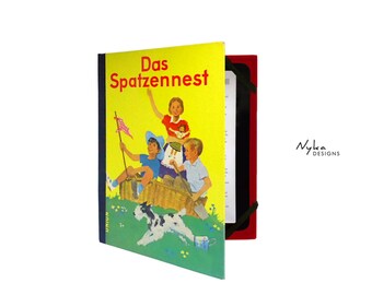 Tablet Hülle Buch 8-9 zoll, Upcycling aus Kinderbuch 50er Jahre, z.B. für tolino vision 5 / 6 und iPad mini, Ostergeschenk