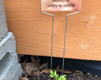 Custom Copper Plant Tags; Hand-Stamped Metal Plant Labels; Garden Stakes; Herb Stakes; Herb Labels; Herb Markers; Copper Garden Tags Label