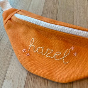 Hand Embroidered Crossbody Bag for Children /  Kid’s Personalized Fanny Pack / Mini Custom Belt Bag for Girls and Boys