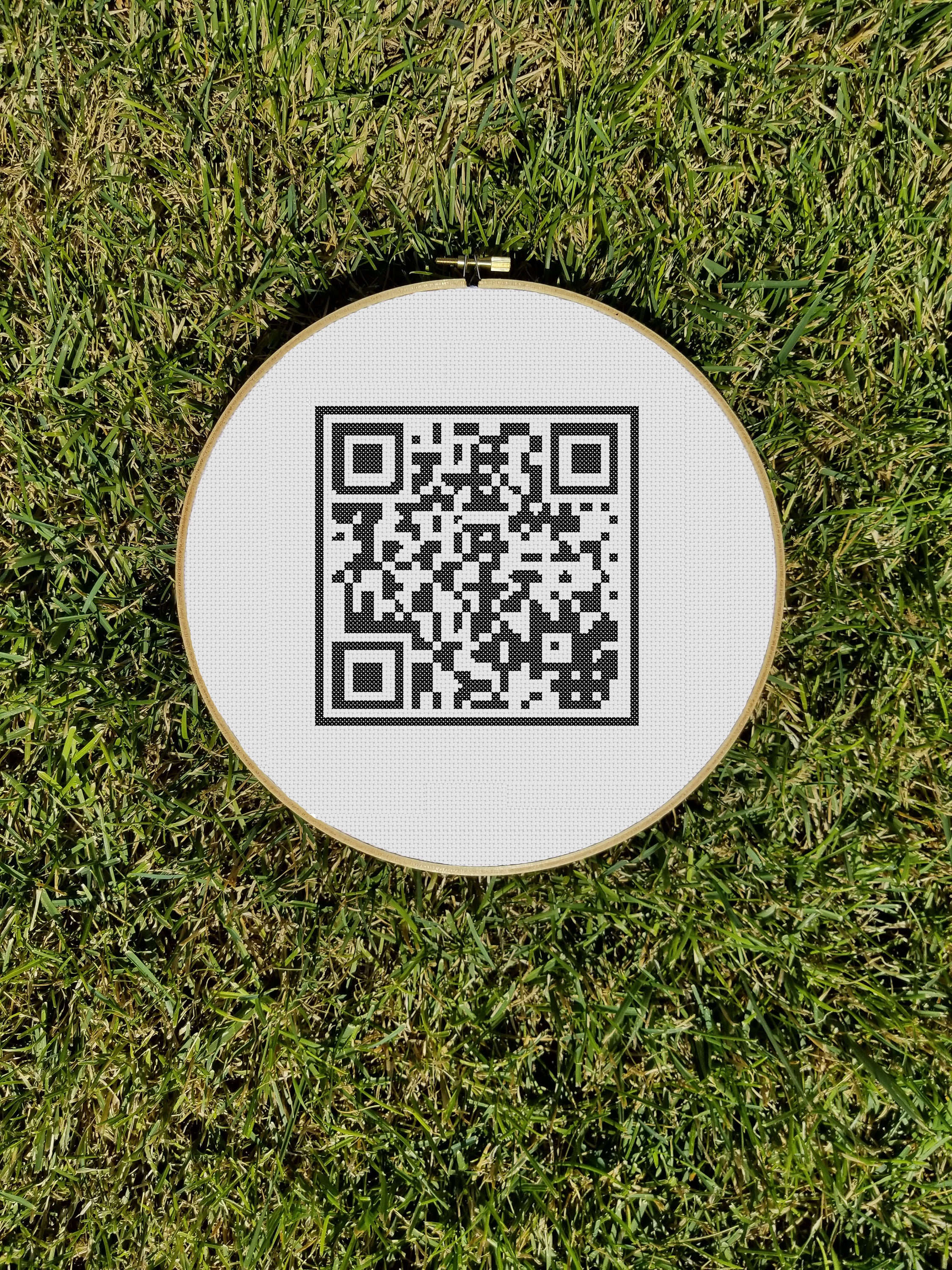 QR Rick Roll Patch Fully Embroidered Never Gonna Give You up 