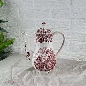 Vintage Barratts of Staffordshire Ltd Teapot &quot;Old Castle&quot; Red Transferware