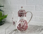 Vintage Barratts of Staffordshire Ltd Teapot "Old Castle" Red Transferware
