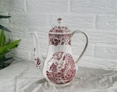 Vintage Barratts of Staffordshire Ltd Teapot "Old Castle" Red Transferware