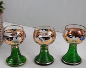 Set of 3 German KONIGSWINTER Rhein Wine Glass Beaded Swarovski Crystal ROEMERS