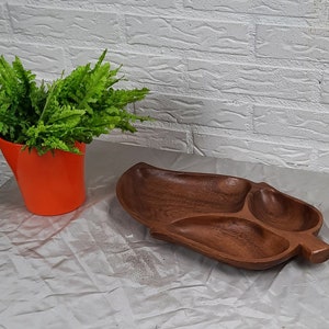 Vintage Serving dish teak leaf 38 cm