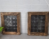 unique set of 2 Chocolate molds in a frame of recycled wood antique