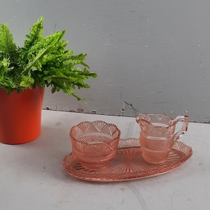 Vintage Rose cut Glass Room set en platillo &#39;60